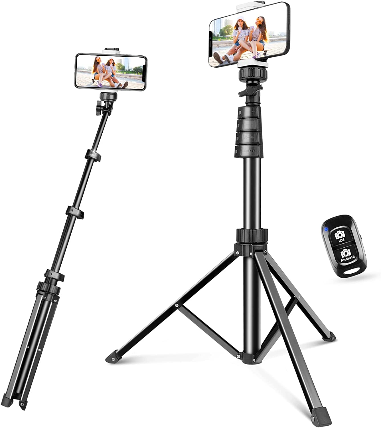 ''UBeesize 62'''' PHONE Tripod, Extendable Tripod with Wireless Remote & CELL PHONE Holder, CELL PHONE 