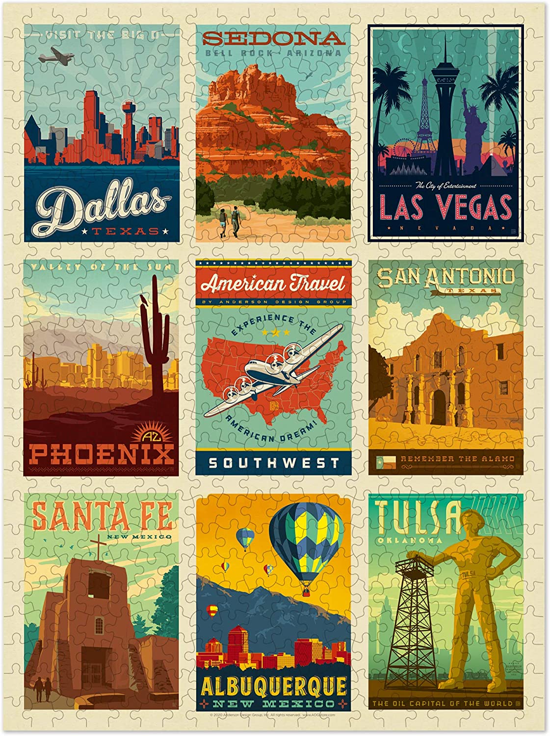 ''Americanflat 500 Piece Jigsaw PUZZLE, 18x24 Inches, American Travel Southwest Art by Anderson Desig