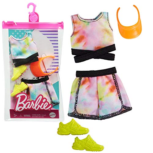 ''Mattel - Barbie Complete Looks Fashion, Tie-die Top and SKIRT with Yellow Shoes''