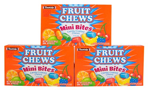 ''Fruit Chews Mini Bites CANDY Coated Chews Movie Theater Box, 3.5 oz (Pack of 3)''