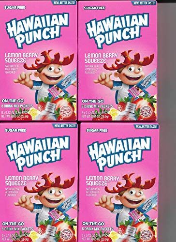 Hawaiian Punch Lemon Berry Squueze NEW BETTER TASTE on the Go 8 Drink Mixes - 4 Pack