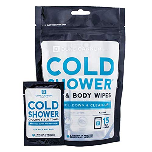 ''Duke Cannon Supply Co. Cold Shower Cooling Field TOWEL and Body Wipes, Pack of 15 - Individually Wr