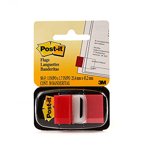 ''Post-it FLAGs, 50/Dispenser, 1 Dispenser/Pack, 1 in Wide, Red (680-1 (36))''