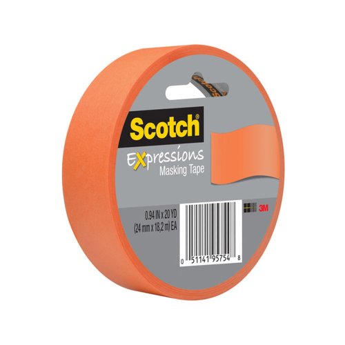 ''Scotch Expressions Masking TAPE, 1-Inch x 20-Yards, Tangerine, 6-Rolls/Pack''