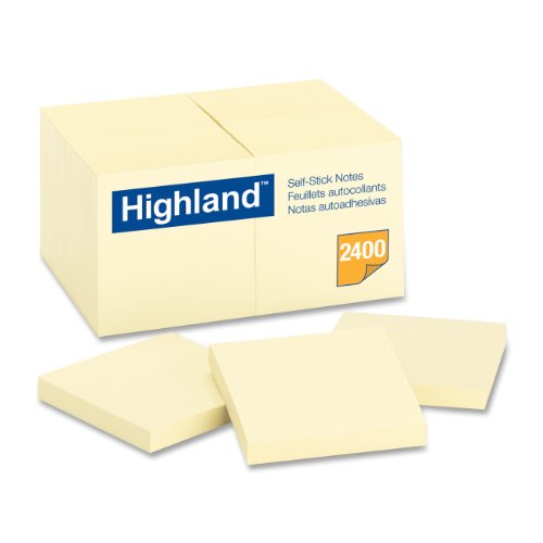 Product Image - Highland Sticky Notes, 3 x 3 Inches, Yellow, 24 Pack (6549-24)
