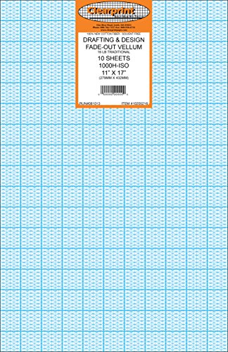 ''Clearprint Vellum SHEETS with 30-Degree Isometric Fade-Out Grid, 11x17 Inches, 16 LB, 60 GSM, 1000H