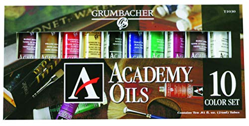 ''Grumbacher Academy Oil PAINT, 24ml/0.81 oz Tube, 10-Color Set''