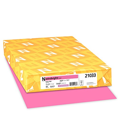 ''Neenah Astrobrights Color Paper, 11? x 17?, 24 lb/89 GSM, Pulsar Pink, 500 SHEETS (21033)''