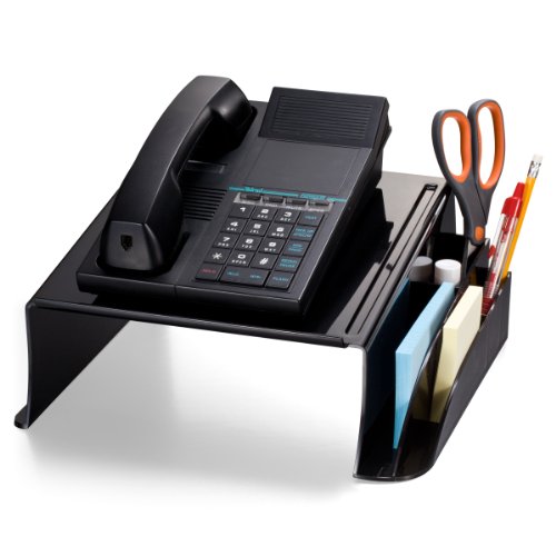 ''Officemate TELEPHONE Stand, Laptop Stand, Black Plastic Computer Riser, Laptops Elevator for Desk, 