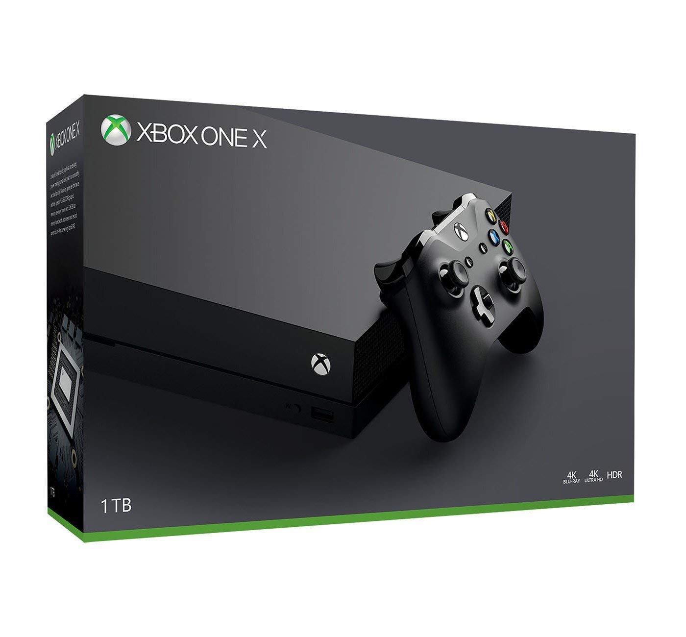 ''Microsoft XBOX One X 1TB Console with Wireless Controller: XBOX One X Enhanced, HDR, Native 4K, Ult