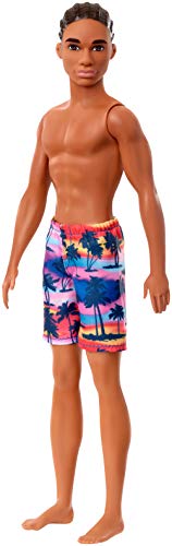 ''Barbie Ken Beach DOLL Wearing Tropical Print Swimsuit, for Kids 3 to 7 Years Old''