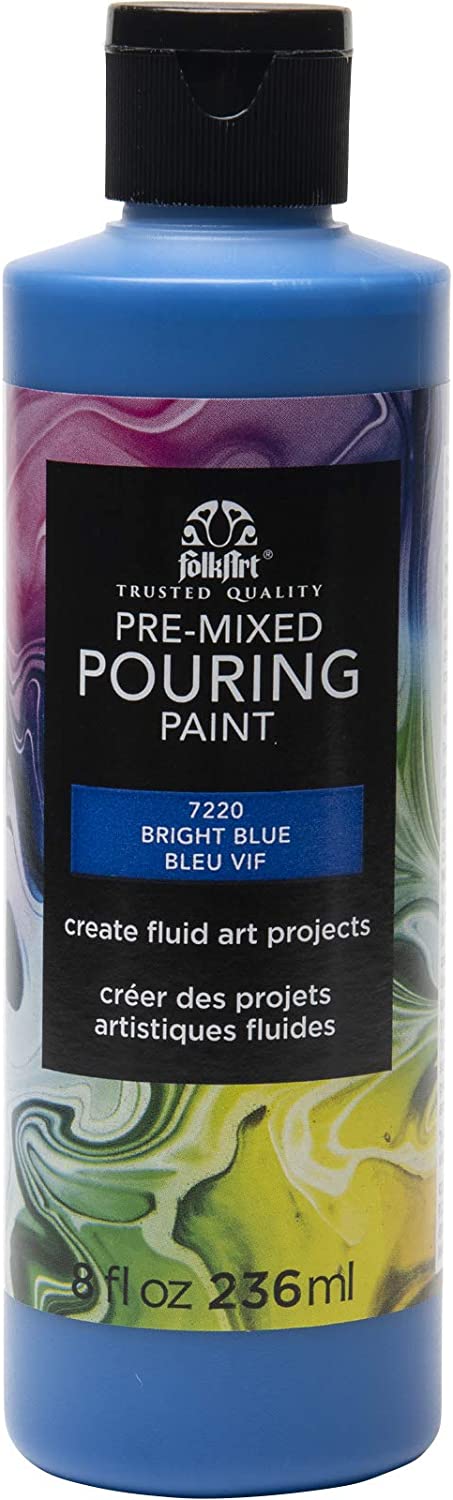''FolkArt Pre-Mixed Acrylic Pouring PAINT, 8 oz, Bright Blue''
