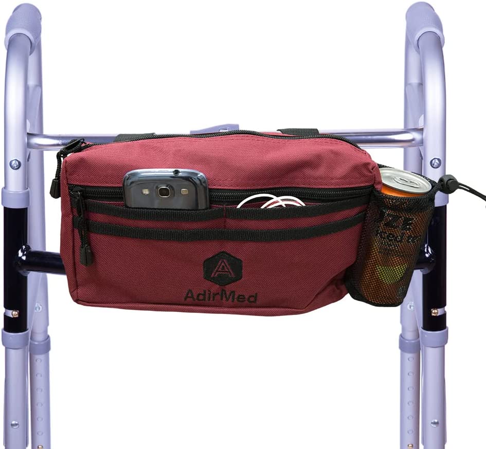 AdirMed Walker BAG and Wheelchair TOTE BAG | Folding and Rolling Walkers Side Pouch| Rollator Access