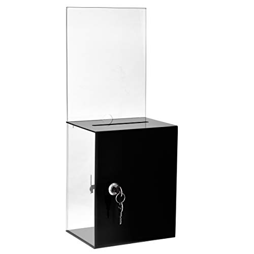 ''AdirOffice Tall ACRYLIC Suggestion/Donation Box - Comments/Ballot Box w/Safety Lock for Cash, Sugge