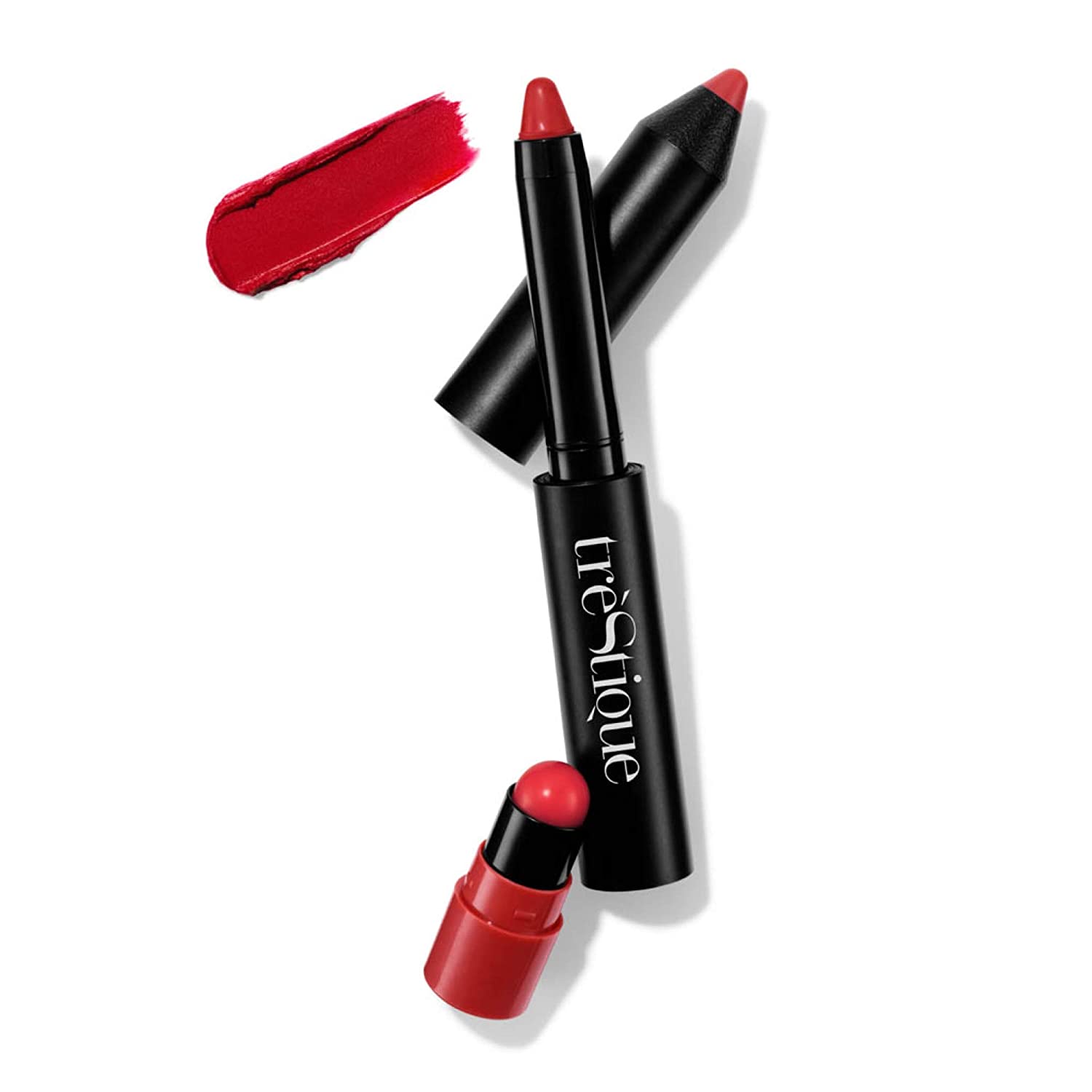 ''treStiQue Matte Lip Crayon, Matte LIPSTICK With Built-in Lip Gloss Balm, 2-in-1 Lip Liner Set With 