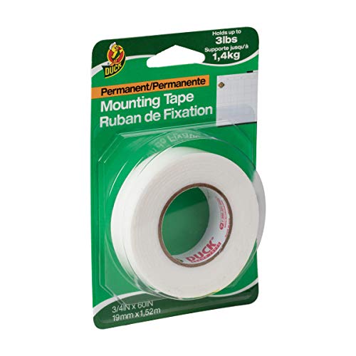 ''Duck Brand Permanent Foam Mounting TAPE, Double-Sided, 0.75-Inch x 60 Inches, Single Roll, White (2