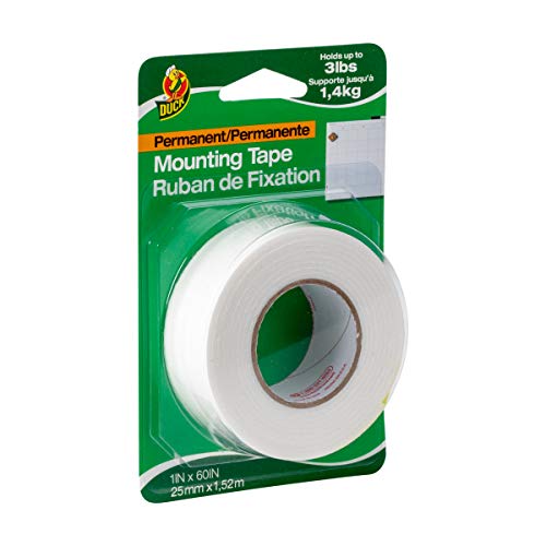 ''Duck Brand Permanent Foam Mounting TAPE, Double-Sided, 1-Inch x 60 Inches, Single Roll, White (3740