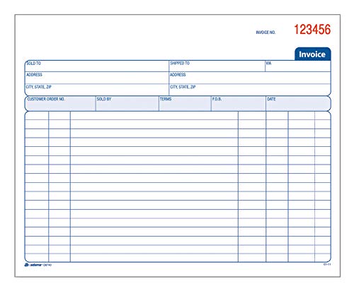 ''Adams Invoice BOOK, 2 Part, Carbonless, 8.38 x 7.19 Inches, 50 Sets per BOOK, White and Canary (D87