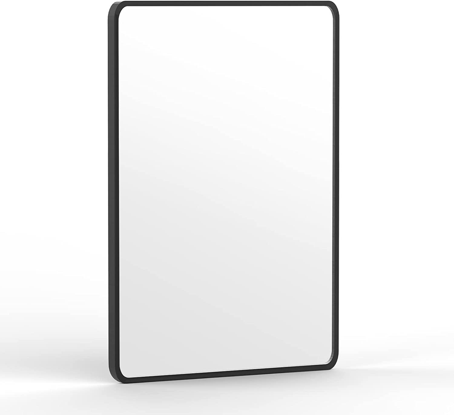 ''Modern 24''''x36'''' Black MIRROR for Bathroom, Framed Rectangle MIRROR with Rounded Corner, Metal Blac
