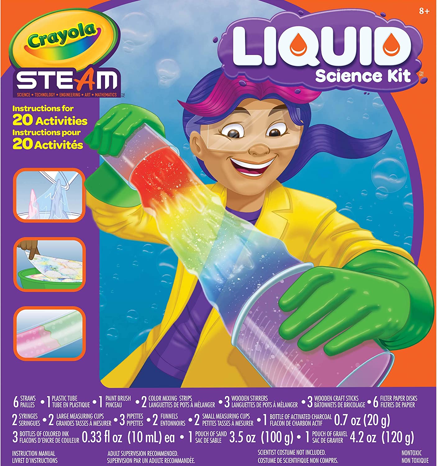 ''Crayola Liquid Science Kit for Kids, Chemistry Set Experiments, Educational TOY, Gift for Kids, 8, 