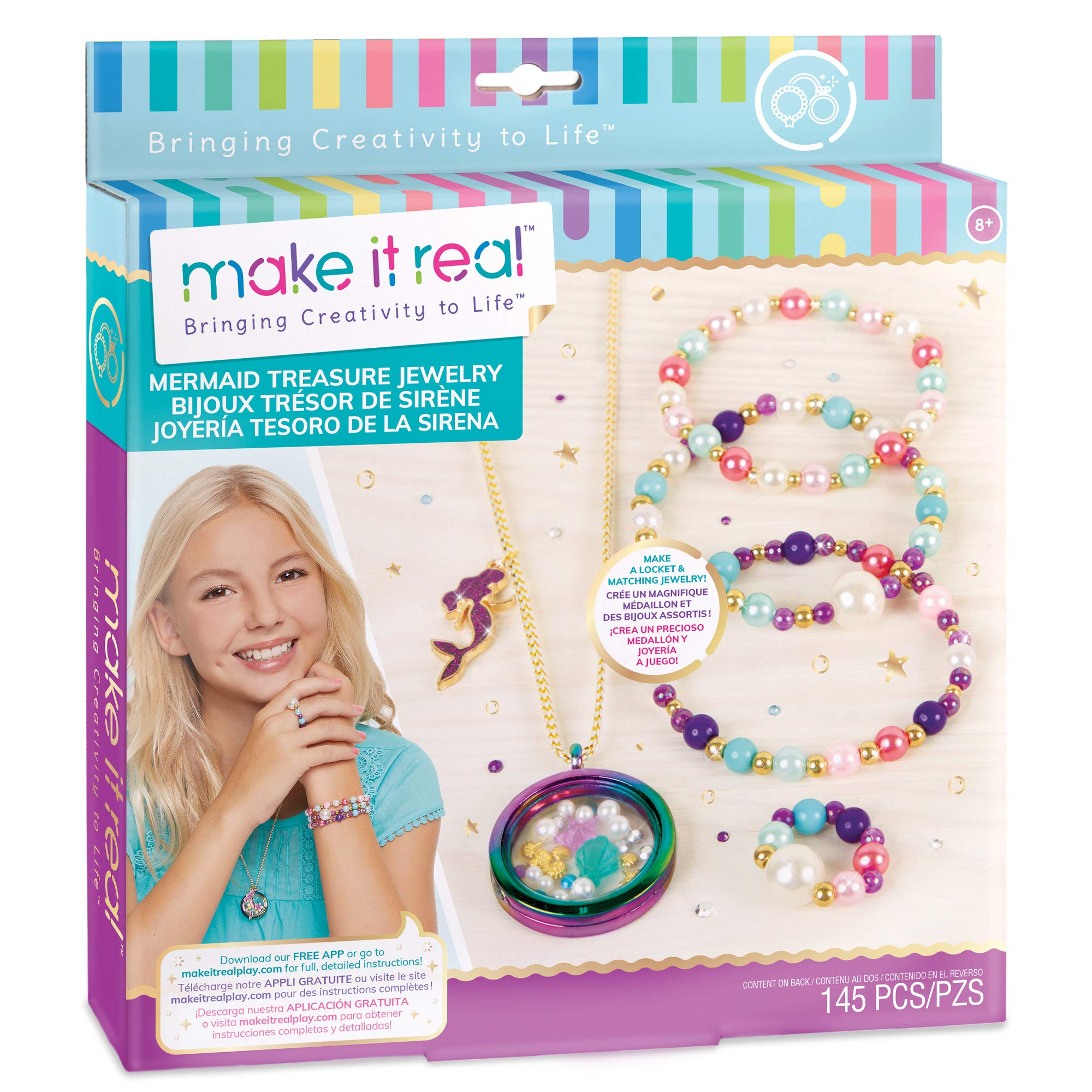 ''Make It Real ? Mermaid Treasure JEWELRY. DIY Mermaid Themed JEWELRY Making Kit for Girls. Guides Tw