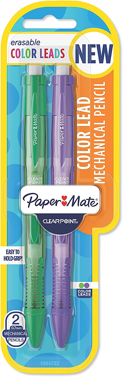''Paper Mate Clearpoint Color Lead Mechanical PENCILs, 0.7mm, Assorted Colors, 2 Count''
