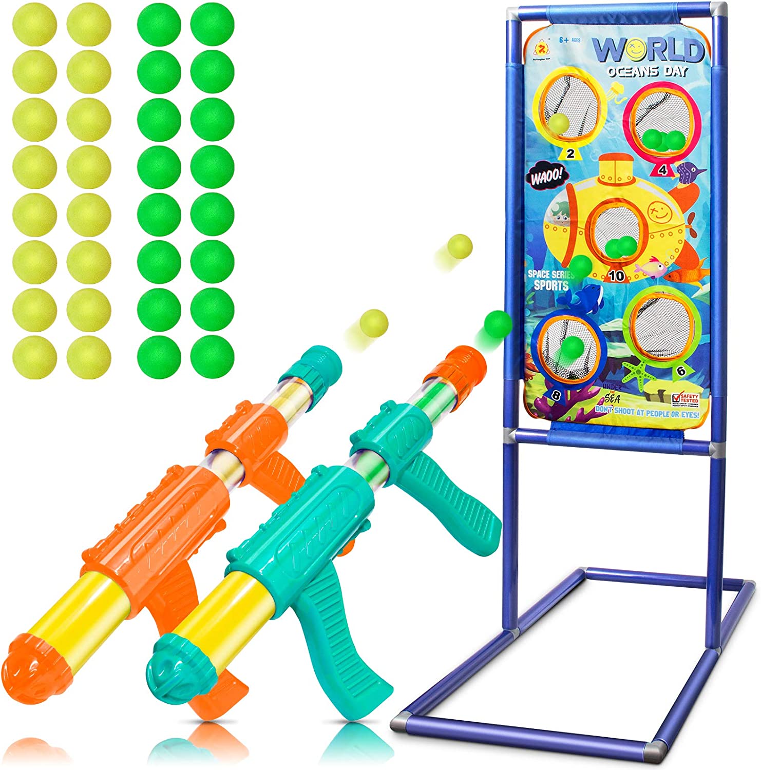 ''Clesea Shooting Game TOY for 5 6 7 8 9 10+ Years Olds Boys and Girls,2pk Foam Ball Popper Air TOY G