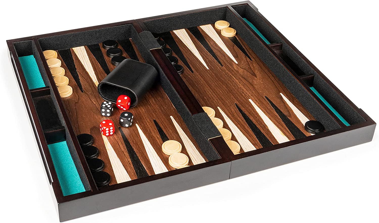 ''Legacy Deluxe Wooden Backgammon Classic 2-Player Original Board GAME Set with Cups and Dice, for Ki