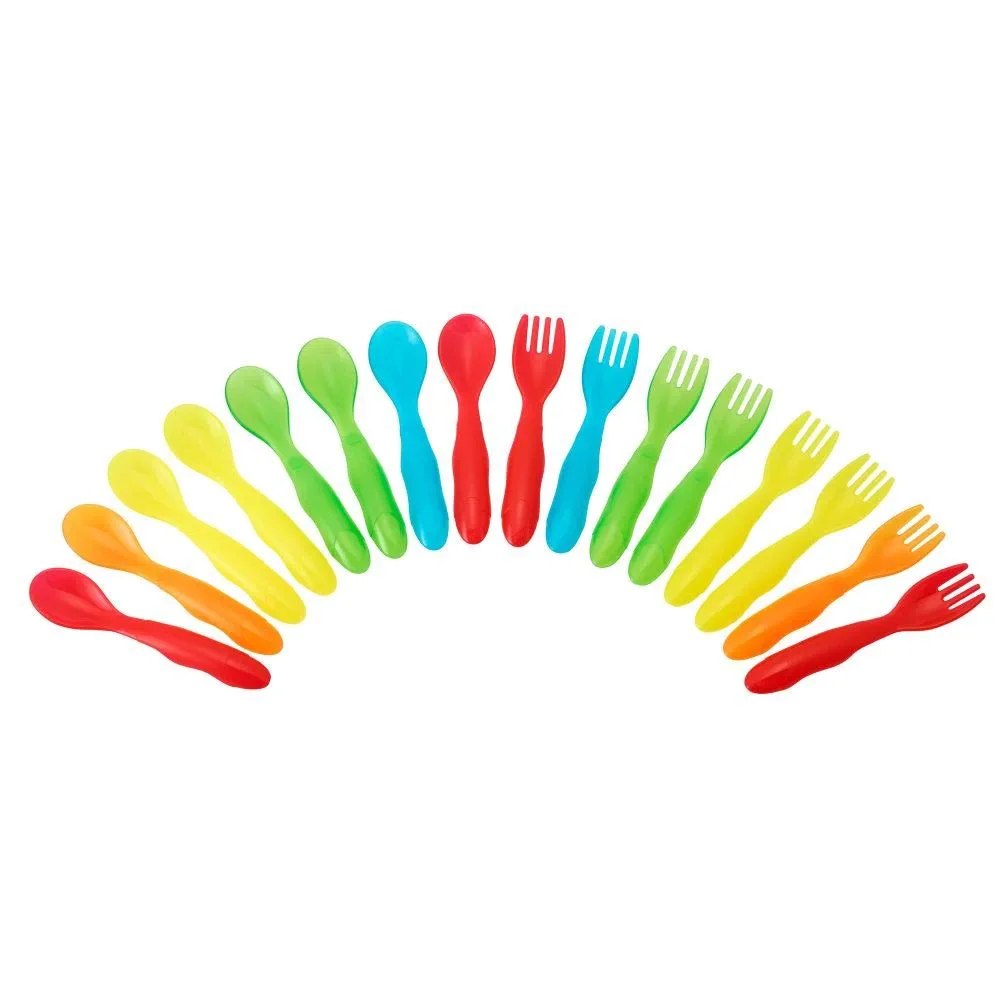 ''TOMY The First Years Take & Toss Flatware for Kids, 16 PIECES, multicolor''