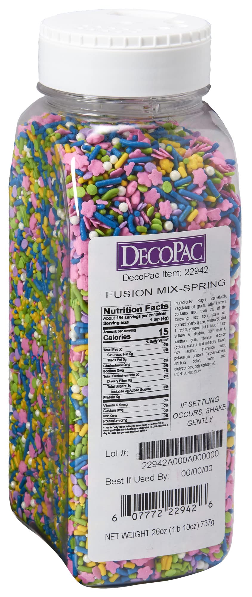 ''DECOPAC Spring Fusion Mix CANDY Sprinkles, 26oz, Fancy Sprinkles in Handheld Container, Edible Spri