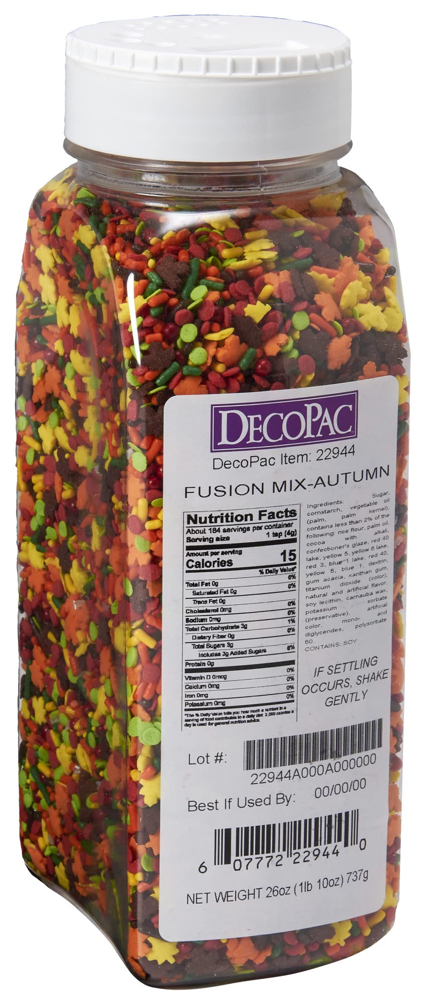 ''DECOPAC Autumn Fusion Mix CANDY Sprinkles, 26oz, Fancy Sprinkles in Handheld Container, Edible Spri