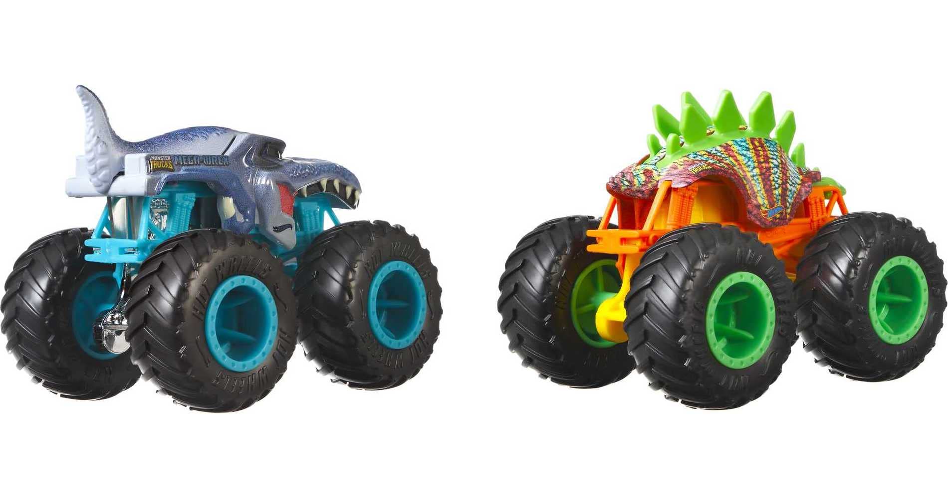 ''Hot Wheels Monster TRUCKs 1:64 Scale 2-Packs, 2 TOY TRUCKs with Giant Wheels, Gift for Kids Ages 3 