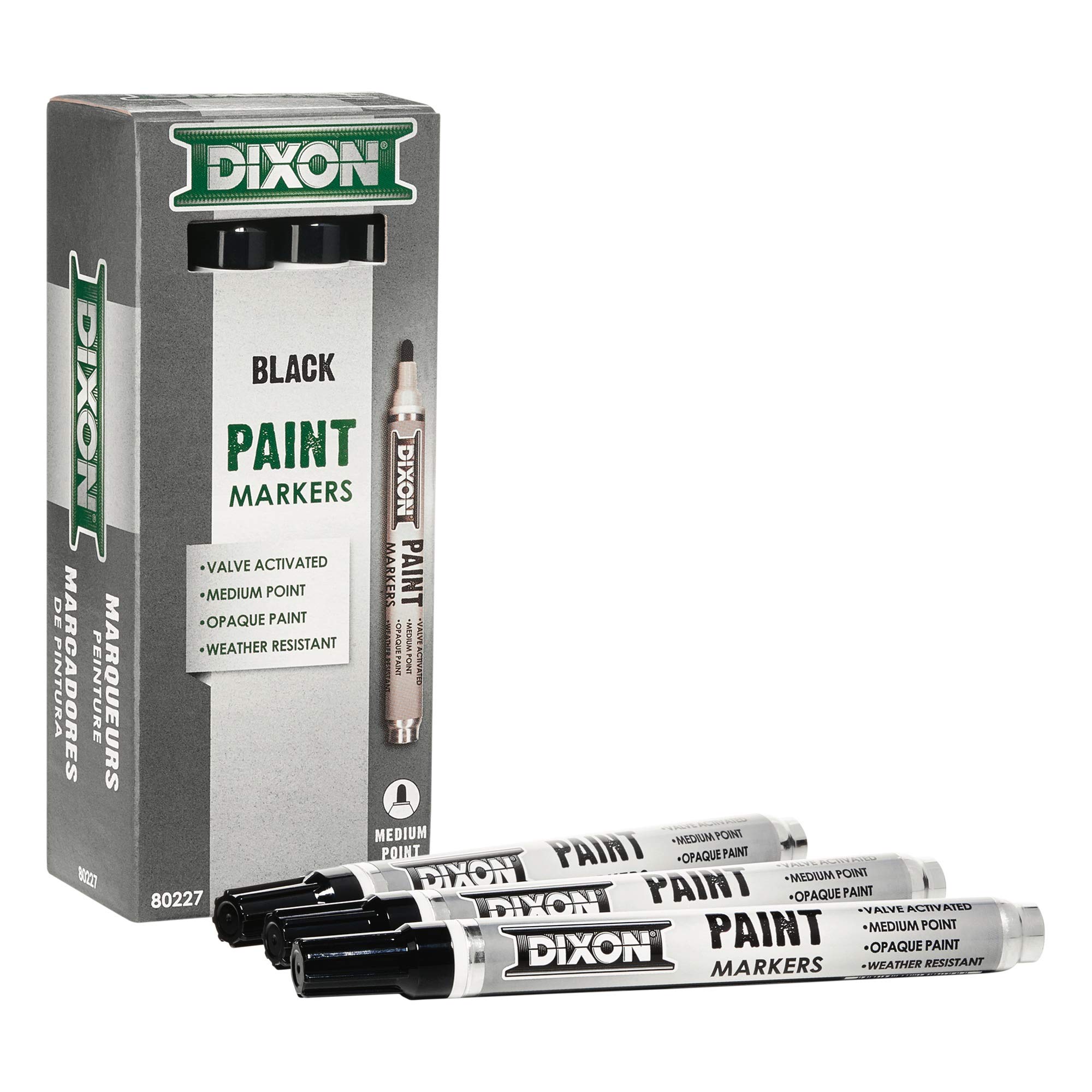 ''DIXON Industrial PAINT Markers, Medium Tip, Box of 12 Markers, Black (80227)''