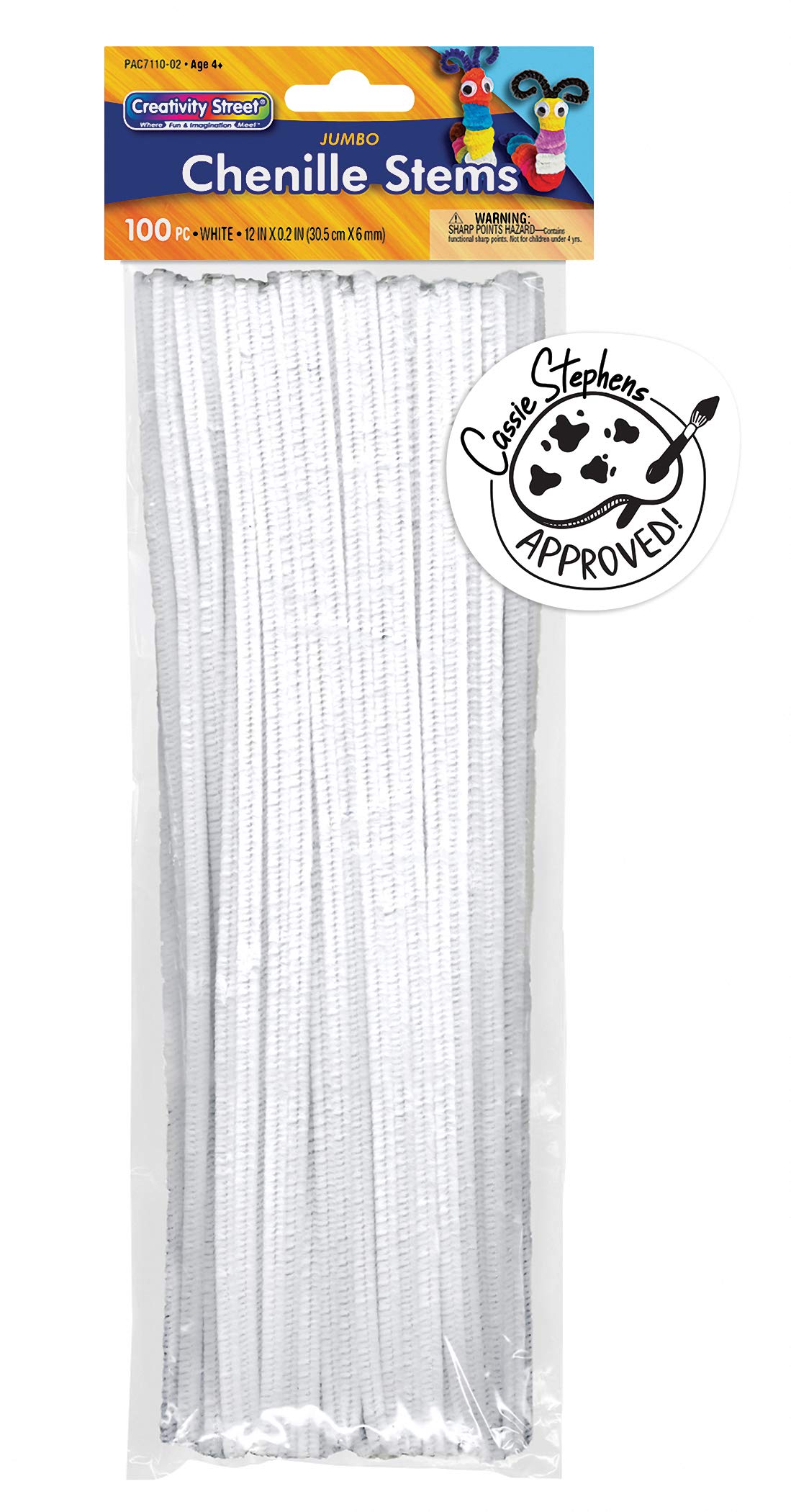 Product Image - Creativity Street Chenille Stems/Pipe Cleaners 12 Inch x 6mm 100-Piece, White