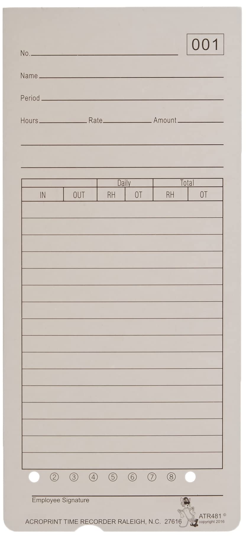 ''Acroprint 09-9115-000 Time Cards for ATR480 Time CLOCK, 50-Pack''