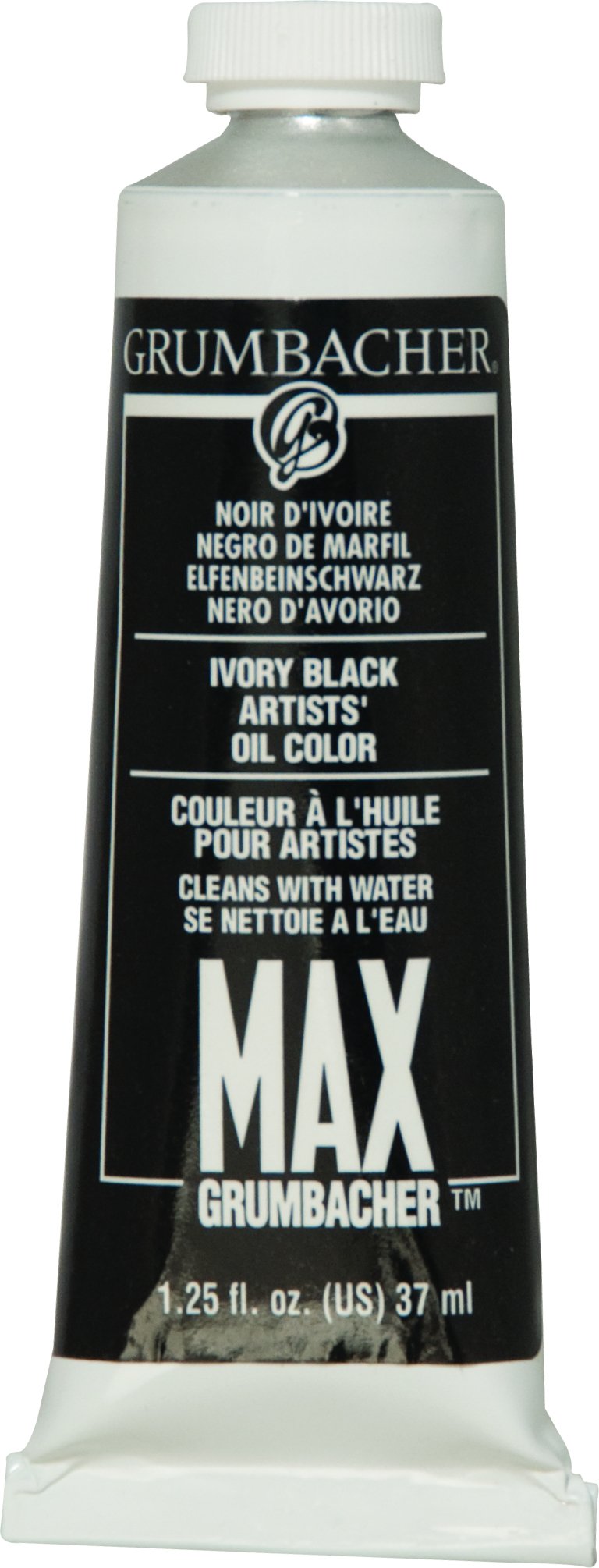 Product Image - Grumbacher Max Water Miscible Oil Paint, 37ml/1.25 oz, Ivory Black