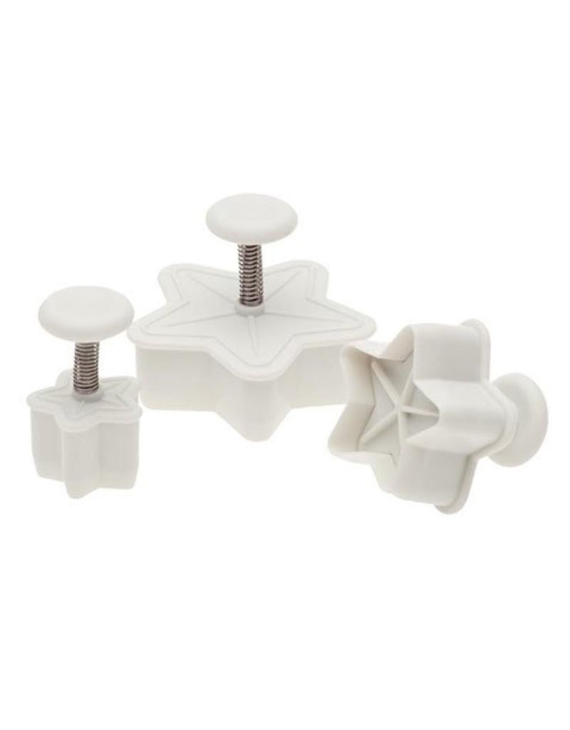 Product Image - Ateco Star Plunger Cutters, Set of 3 Sizes, for Cutting Decorations & Direct Embossing, Spring-loaded Handle, Food Safe Plastic