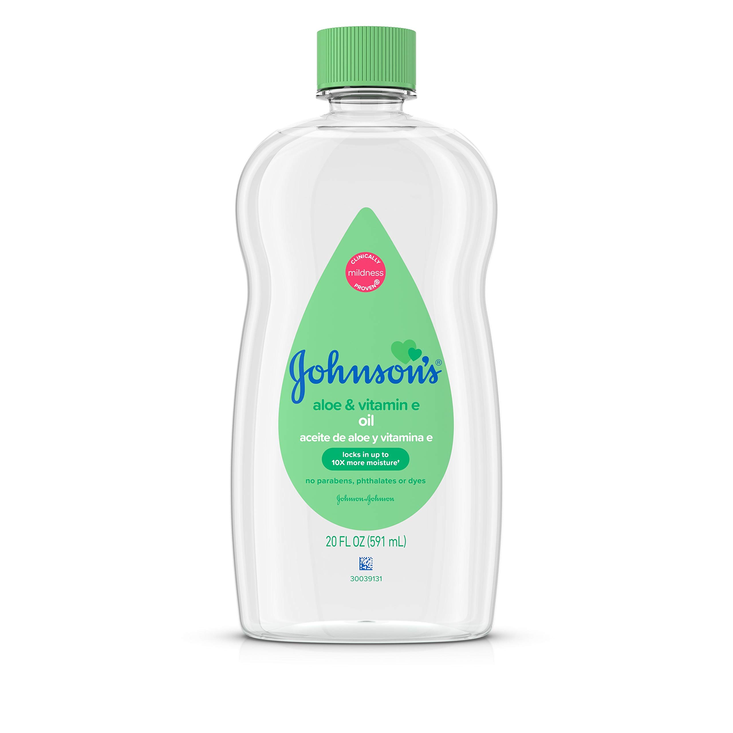 Product Image - Johnson's Baby Oil, Mineral Oil Enriched with Aloe Vera and Vitamin E, 20 fl. oz