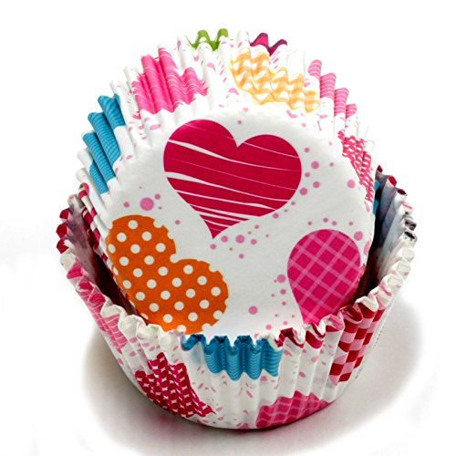 ''Chef CRAFT 50 Count Cupcake Liners, Multicolored Hearts''