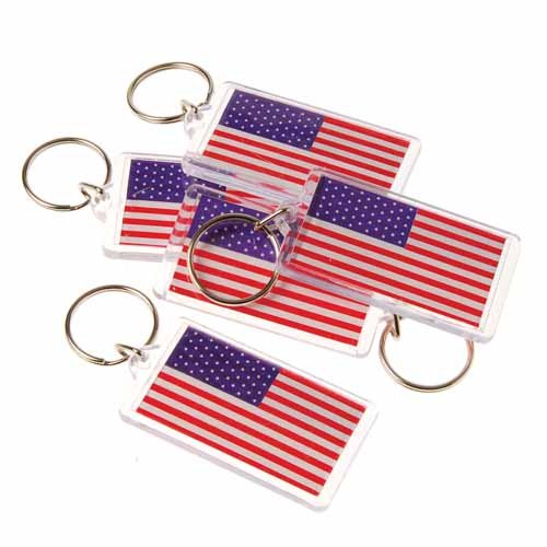 ''US TOY GROUP LLC USA American FLAG Keychain Key Tags, 2.5 (1-Pack of 12), Red/White/Blue''