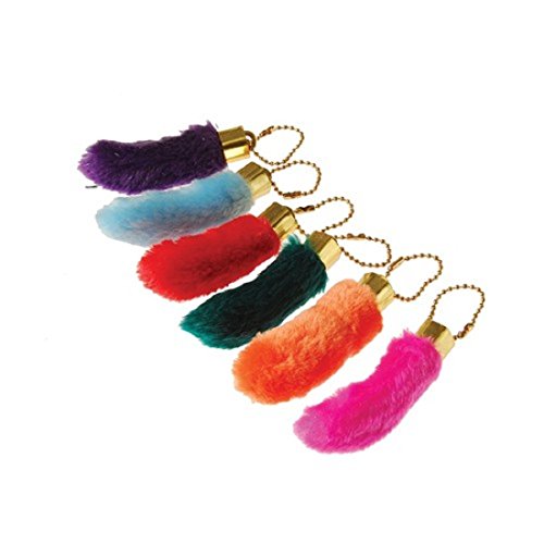 ''U.S. Toy Assorted Color Faux Fake Lucky Rabbit's Foot Chains Key RINGs (12 Piece), 1-Pack of 12''