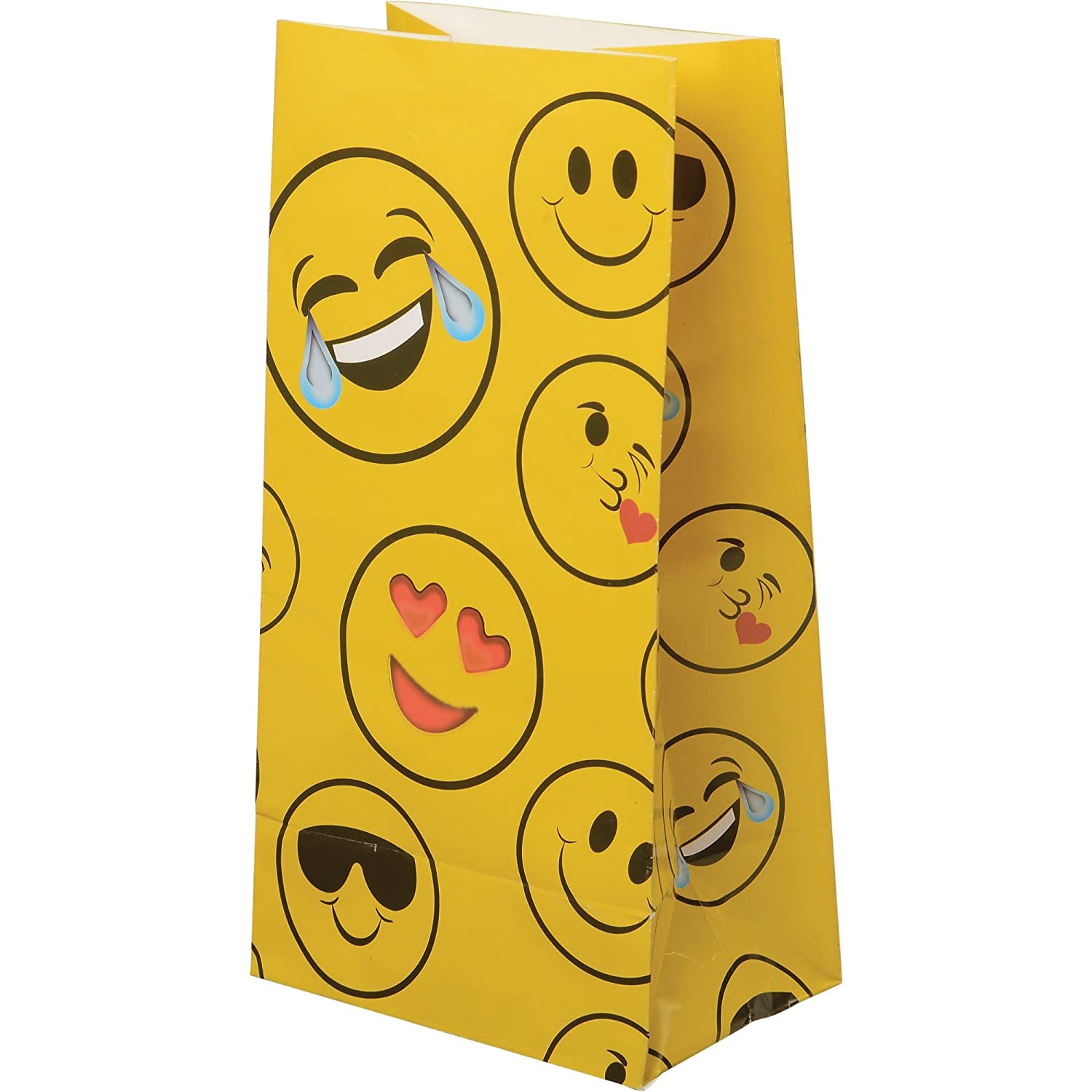 ''Marvel Trading Company, Inc. US TOY Yellow Assorted Emoji Emoticon Paper Party Bags - Set of 12''