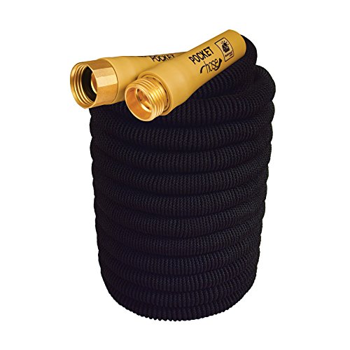 Product Image - Pocket Hose New Brass Bullet by BulbHead No Kinking or Leaking with Solid Brass Connector, Expandable Lightweight Compact for Easy Storage (50 Feet)