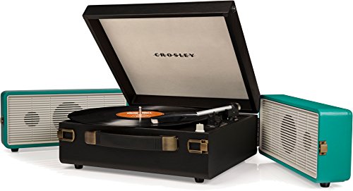 ''Crosley CR6230A-TU Snap Portable USB Turntable with SOFTWARE for Ripping & Editing Audio, Black/Tur