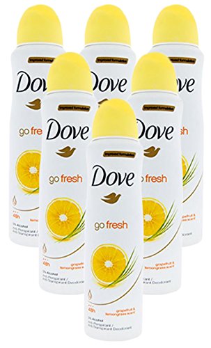 Improved Formulation Go Fresh Dove Anti-Perspirant Deodorant Spray Grapefruit & lemongrass SCENT (6 