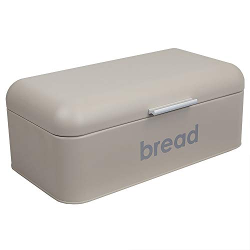 Home Basics METAL Bread Box with Lid (Stone)