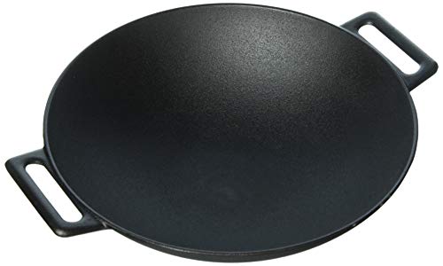 ''Jim Beam JB0200 12'' Pre Seasoned Heavy Duty Construction CAST IRON Grilling Wok, Large Black''