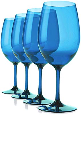 Product Image - Circleware Blue Uptown Wine Glasses, Set of 4, 13 oz All-Purpose Elegant Entertainment Party Beverage Glassware Drinking Cups for Water, Juice, Beer, Liquor, Whiskey and Bar Dining Decor Gifts