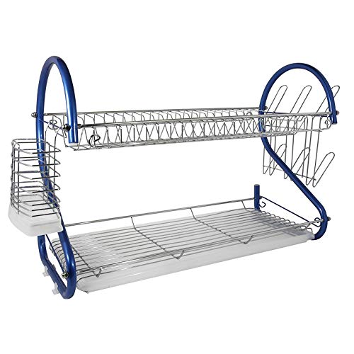 ''Better Chef 1 B079ZN6FBT DR-226B, 22-Inch, 2-Tier, Chrome PLATED Dishrack (Blue)''