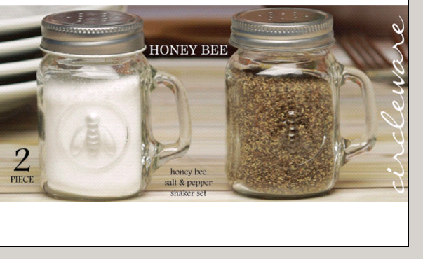 Product Image - Circleware 66791 Honey Bee Mason Jar Mug Salt and Pepper Shakers with Glass Handles and Metal Lids, Set of 2, 5 oz